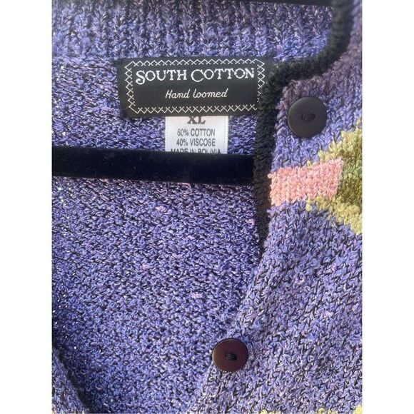 South Cotton  Blue Floral Cardigan Size Extra Large - Picture 5 of 5